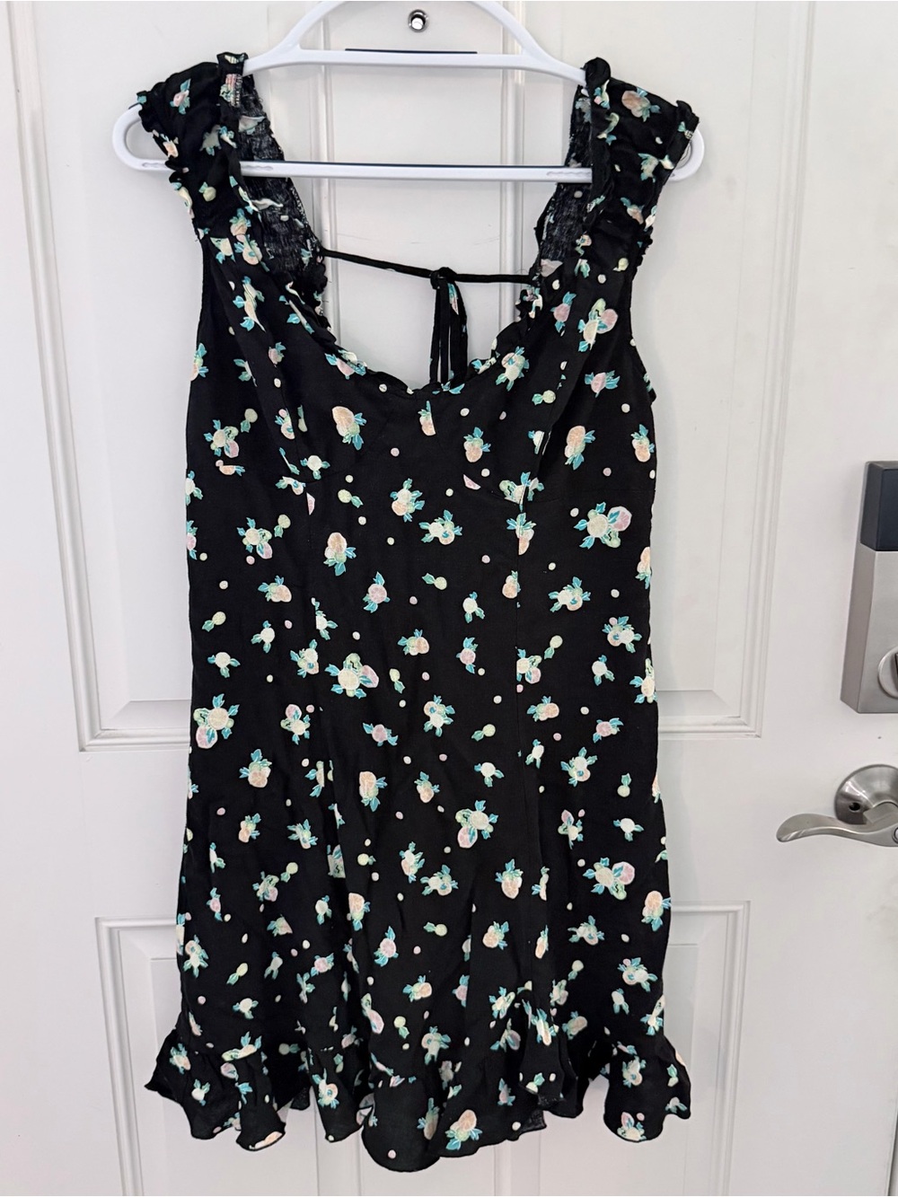Free People Like A Lady Mini Dress L | Black Citrus Fruit Print